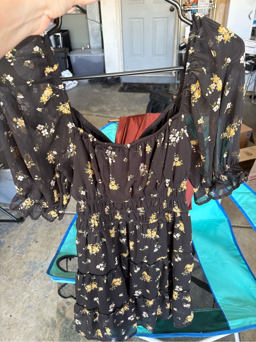 Trixxi Black Floral Maxi Dress with Yellow & White Blossoms